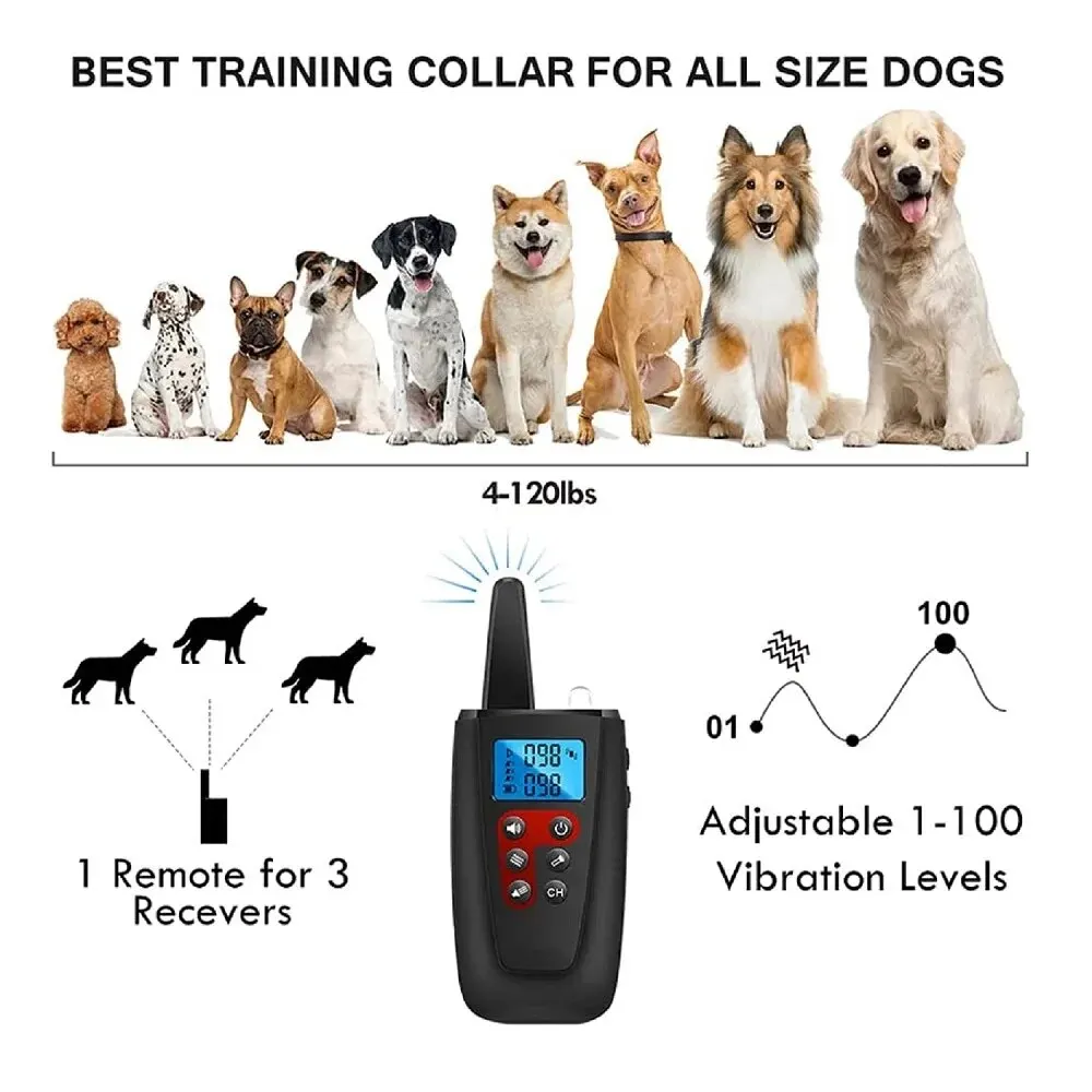 Remote Dog Training Collar,3300ft Range Vibrating Dog Collar,Anti Bark Collar,Sound&Vibration Modes Dog No Shock Collar,IPX7