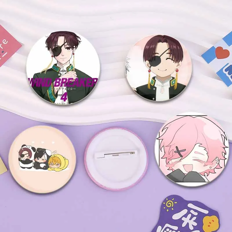 58mm Anime Wind Breaker Button Pins Cartoon Display Badge Round DIY Creative Brooches for Backpack Jewelry Accessories Gifts