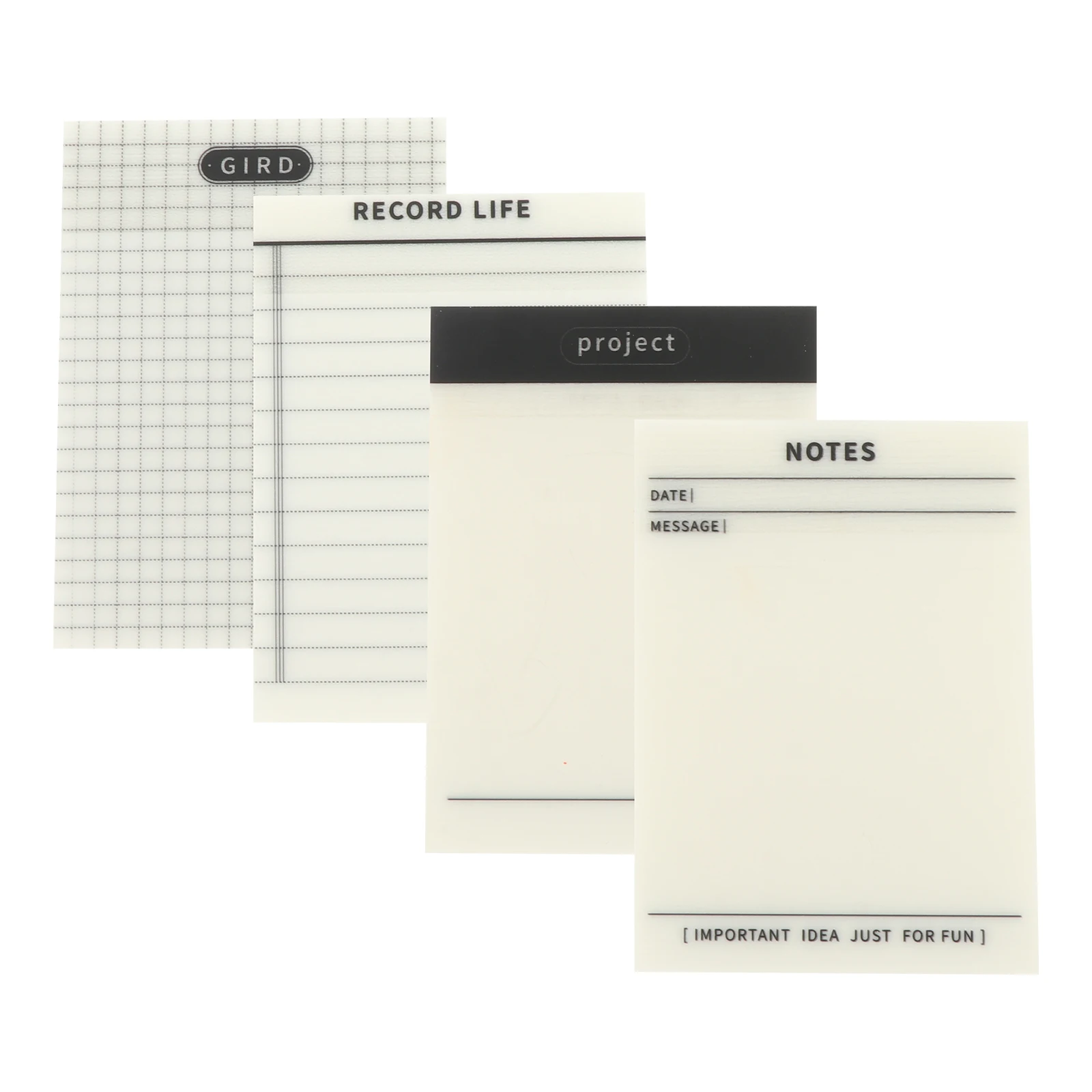 

4pcs Clear Memo Stickers Transparent Waterproof Self-Adhesive Writing Paper Easy Peel Off For Books Files Office