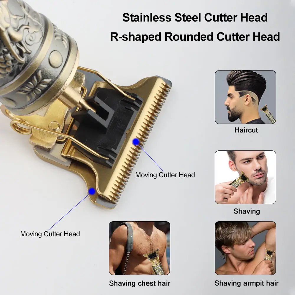 ตัดผมมีดโกนสําหรับผู้ชายชาร์จ Clipper เครื่องโกนหนวดผู้ใหญ่ไฟฟ้า Vintage Clipperrazor บ้าน USB ชาร์จร้านตัดผม Black Dragon