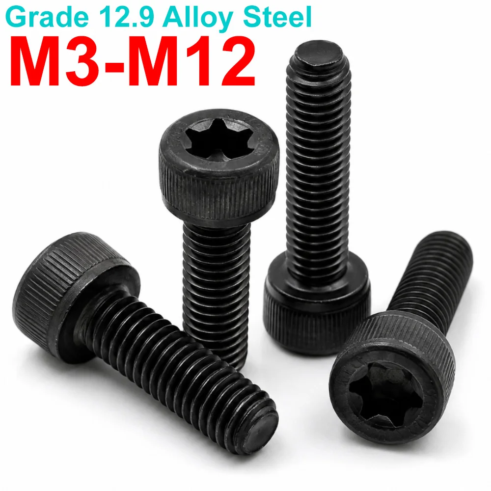 1-5 Stück 12.9 Legierungsstahl Torx Sechskant-Innensechskantschrauben Sternschrauben mit Zylinderkopf Hochfeste Bolzen M3 M4 M5 M6 M8 M10 M12
