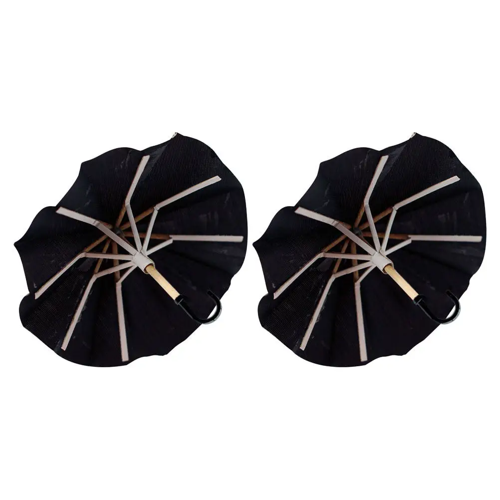 2Pcs Miniature Openable Black Umbrella Vintage Style Dollhouse Prop Tiny Decor for Micro Scene Photography Rainy Sunny Play
