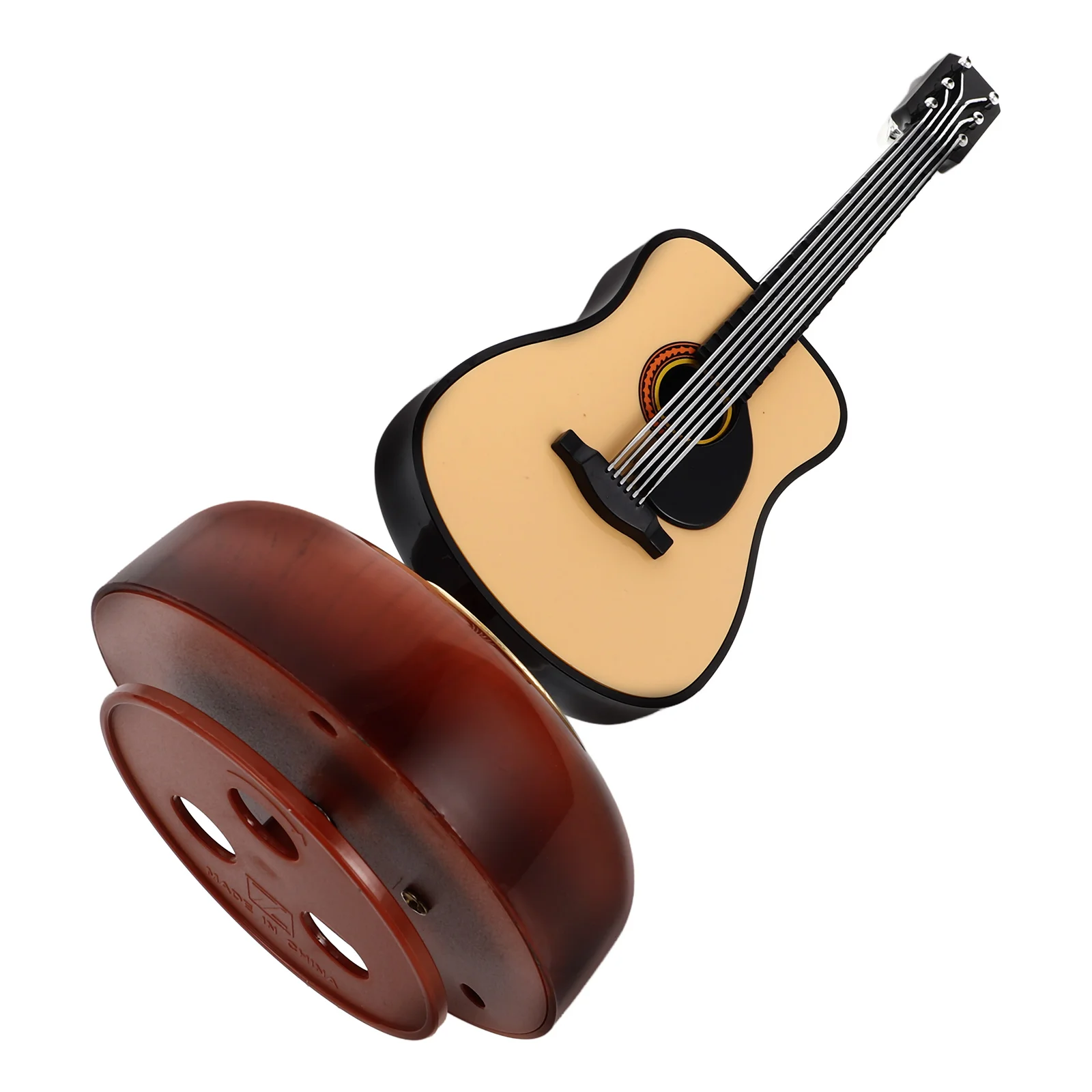 

Vintage Guitar Music Box European Style Rotating Melody Table Decor for Home Desktop Wind-Up Mechanism Creative Gift for Women