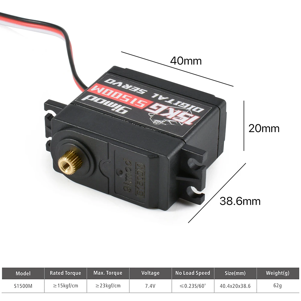 Servomotor Digital 9imod 9g 17g 15kg Servo de dirección de engranaje de Metal para coche RC 1:8 1:10 1:12 1:24