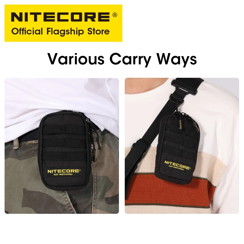 NITECORE NPP30 Tactical Pocket Pouch Power Bank Bag Earphone Pack Black MOLLE Military EDC Mini Purse Wallet for Men Women