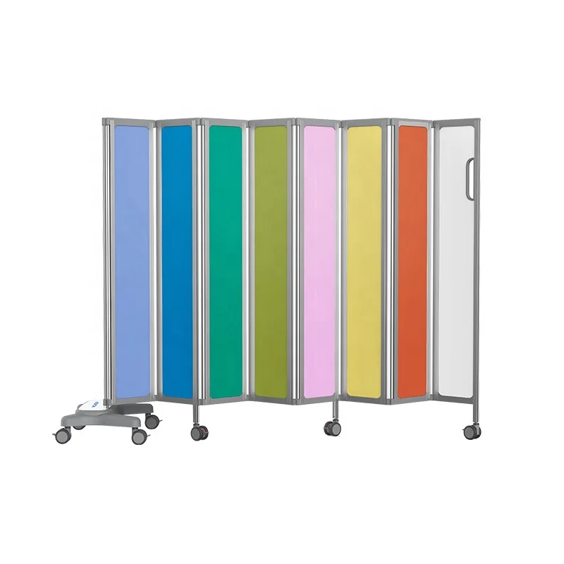 MK-N03 Privacy Color Folding Partition Aluminum Frame Hospital Bed Partition Screen with Panel