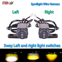 SENLO Universal Motorcycle 3 Way Switch ON OFF Mini Driving Light Switch With Clip Waterproof DC12V/20A Black