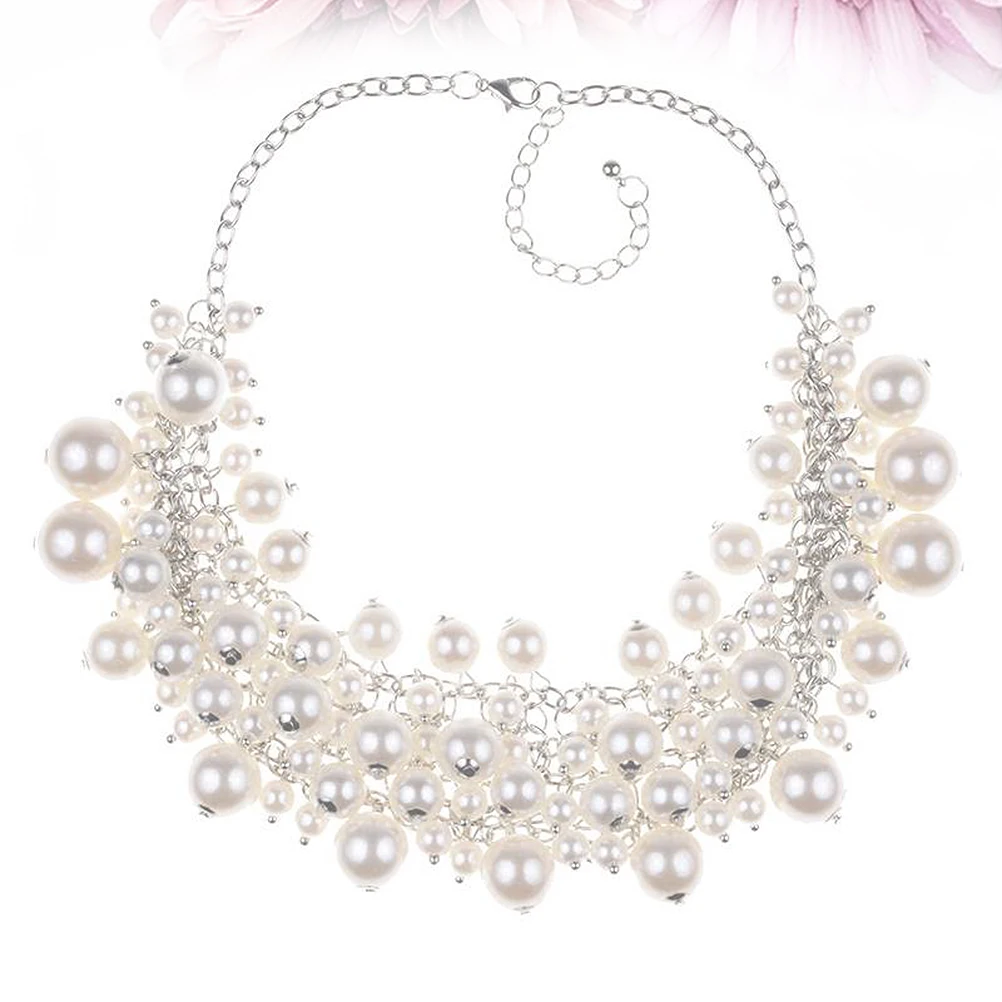 1 個のプラスチックパールネックレスシックなペンダントパーティーコスチュームジュエリーアクセサリーシミュレーションプラスチックジュエリーマスカレードファンシーボール用