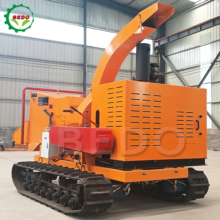 32hp 55hp 80hp 102hp Wood Chipper On Track Crawler Tree Brush Chipper Garden Tree Shredder