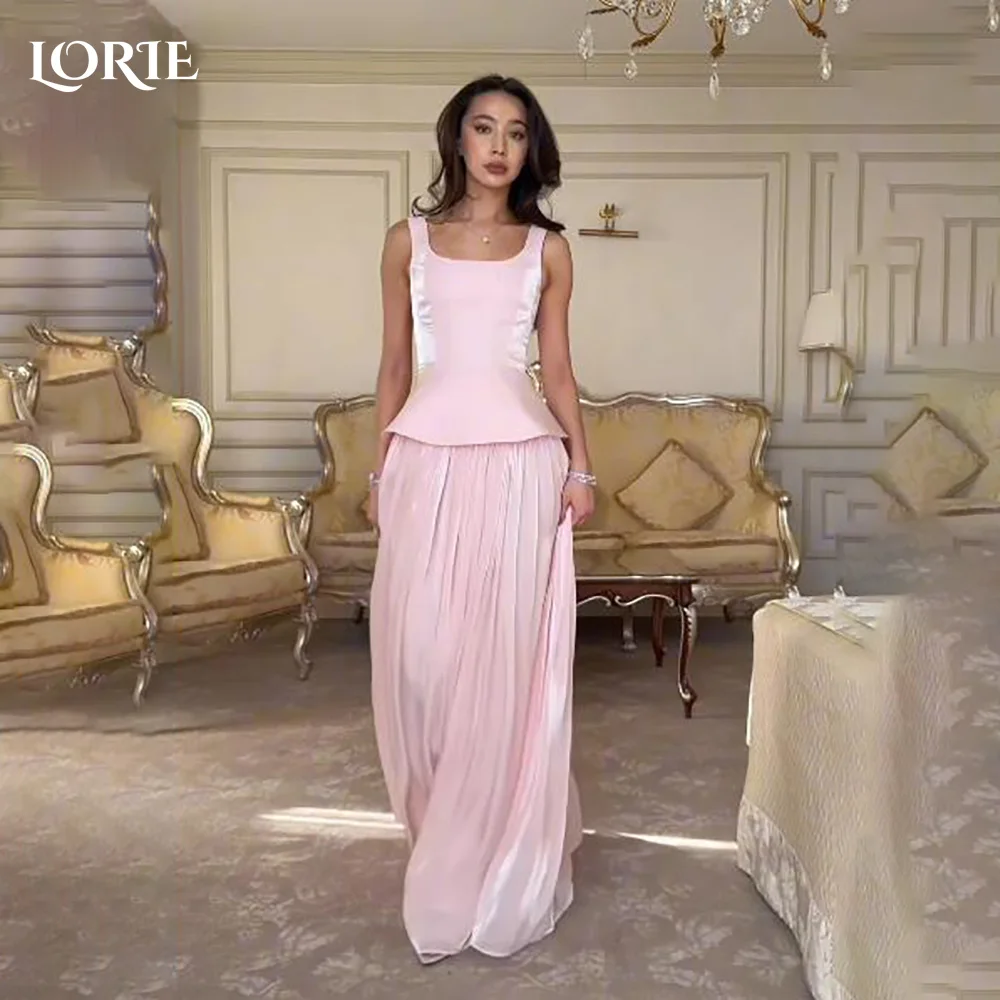 

LORIE Modest Crepe Evening Dresses Elegant Square Neck Corset Mermaid Arabia Prom Gown Shiny A-Line Long Party Dress Customized