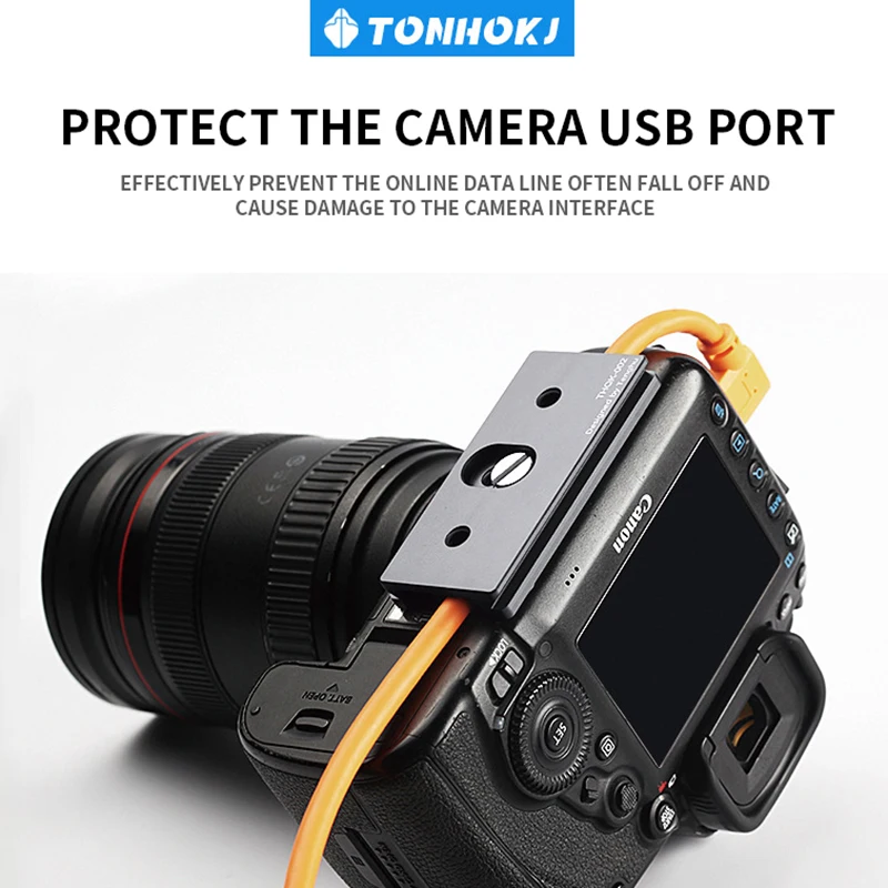 Camera Tether Cable Clamp Block Curve Tether with Arca Quick Release Plate Protector Tools for Camera SLR DSLR Tripod Ball Head