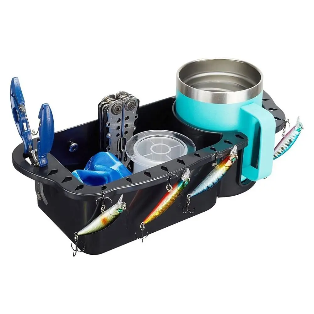 

Multifunction Pontoon Marine Storage Box Cabin Black Cup Holder White Fishing Drink Box Organizer