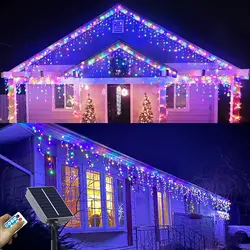 Solar Icicle String Lights Outdoor 3m 5m 6m Christmas Decoration 2026 Street Garland For Country House With Remote Control Sale