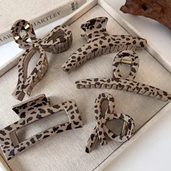 Retro Leopard Print Geometry Hair Claw for Women Temperament Elegant Hairpin Shark Clips Crab Barrettes Fashion Hair Accessories