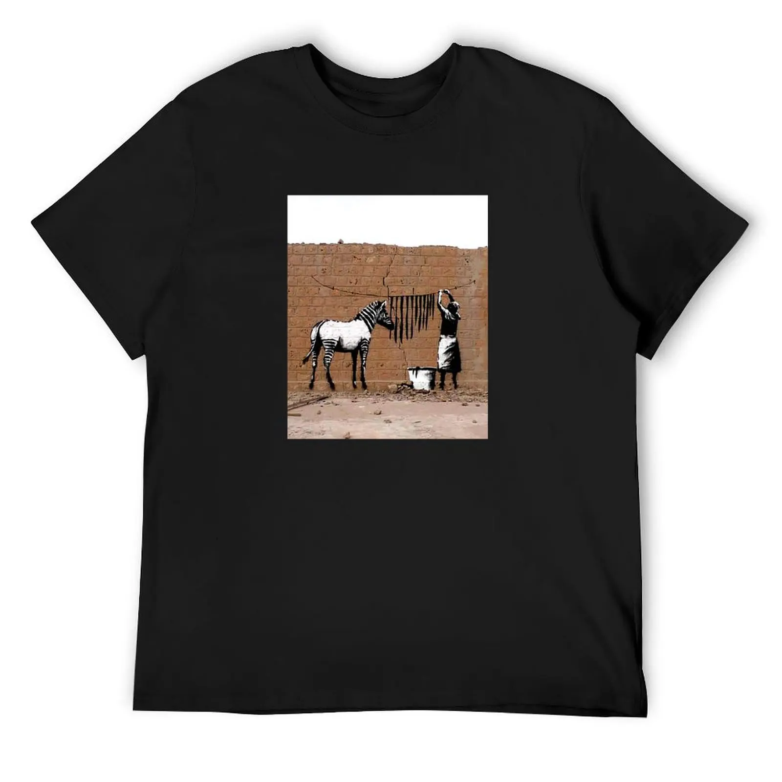 

Banksy Zebra Stripes Hanging T-Shirt plus size clothes rapper graphic tees summer shirt men clothes