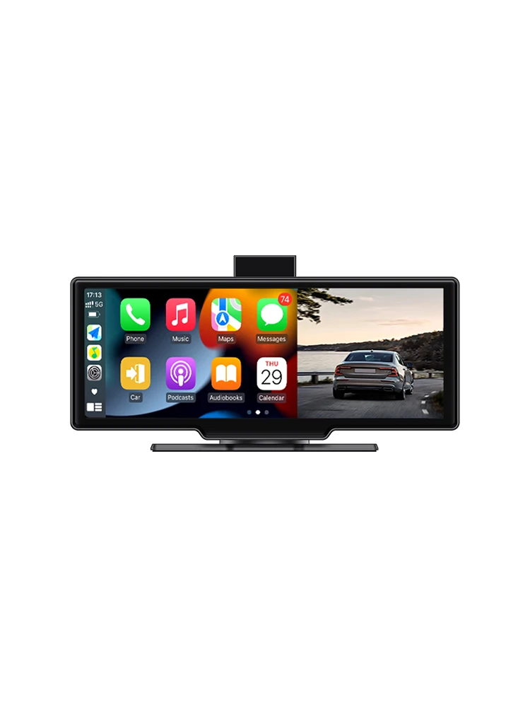 Jansite 10,26 Zoll Auto-DVR 4K Dashcam, kabelloses Carplay und Android Auto, Videorecorder, Monitor, Multimedia-Player, Bluetooth 5.0, GPS-Navigation, Nachtsicht, 5G, WLAN, FM, AUX