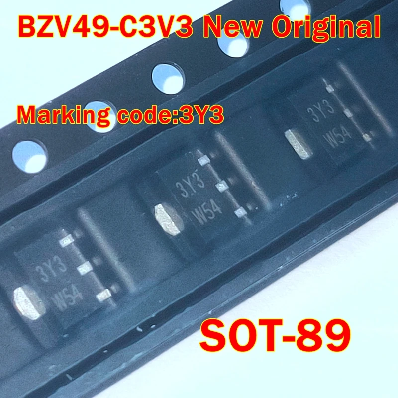 

BZV49-C3V3 Marking code:3Y3 New Original SOT-89 3.3V, 1W, SILICON, UNIDIRECTIONAL VOLTAGE REGULATOR DIODE