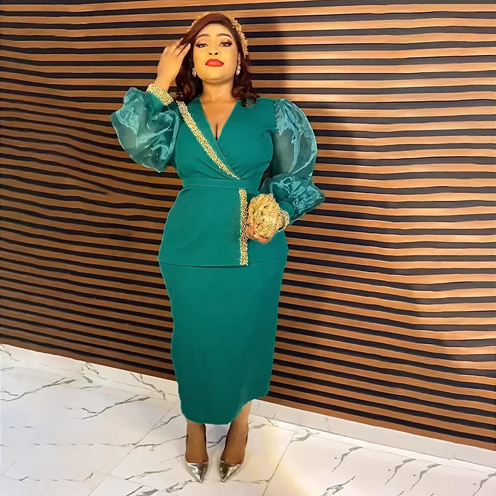 

African Clothes for Women 2 PCS Sets Tops And Skirts Suits Dashiki Ankara Turkey Outfit Robe Plus Size Wedding Party Dresses