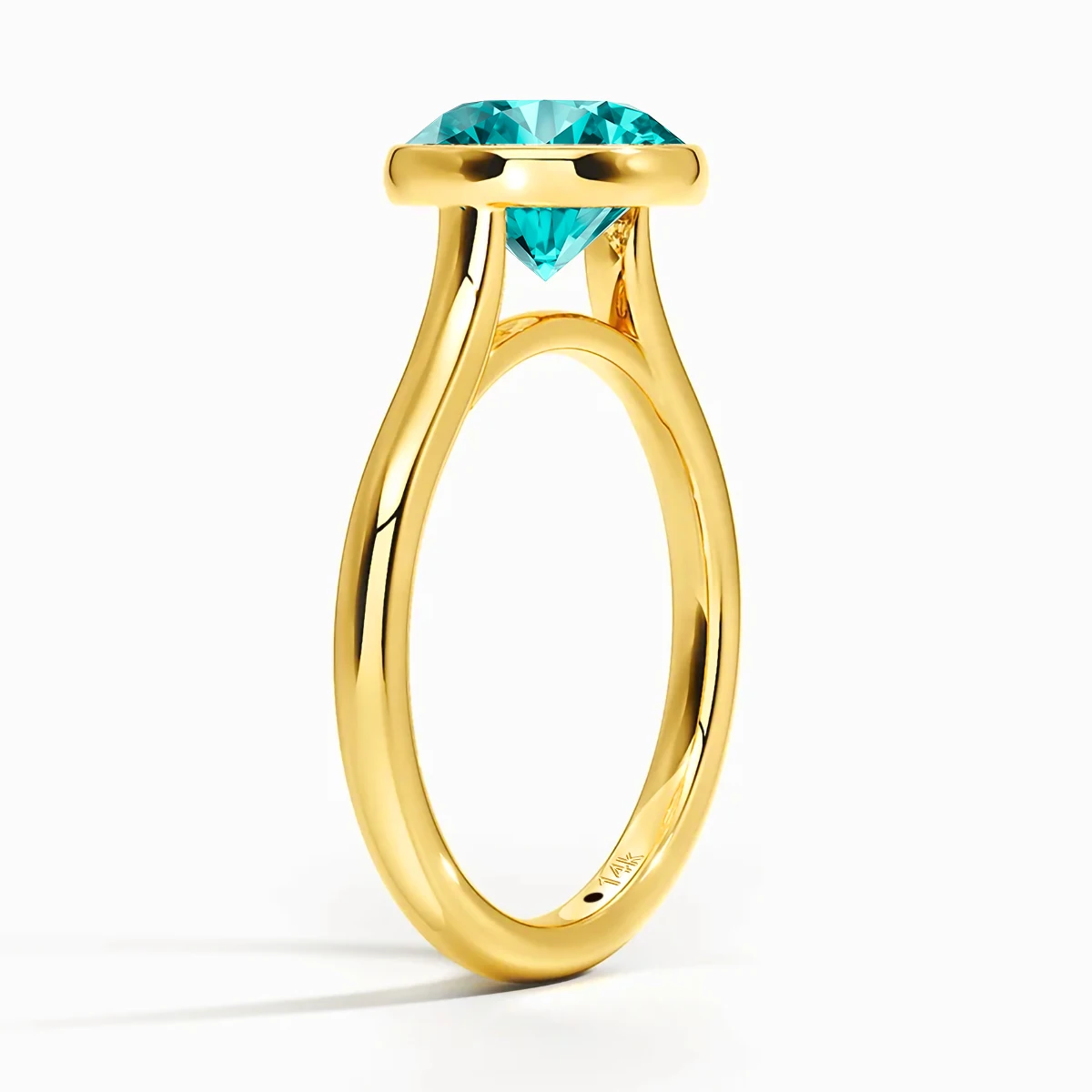Szjinao 14K Gold Lab-Grown Paraiba Ring Real Au585 Lab Colombian Emerald Solitaire Ring for Women Man Colorful Fine Jewelry Gift - Image 2