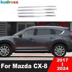 For Mazda CX8 CX-8 2017-2019 2020 2021 2022 2023 2024 Chrome Side Door Body Trim Door Line Steamer Molding Strip Car Accessories