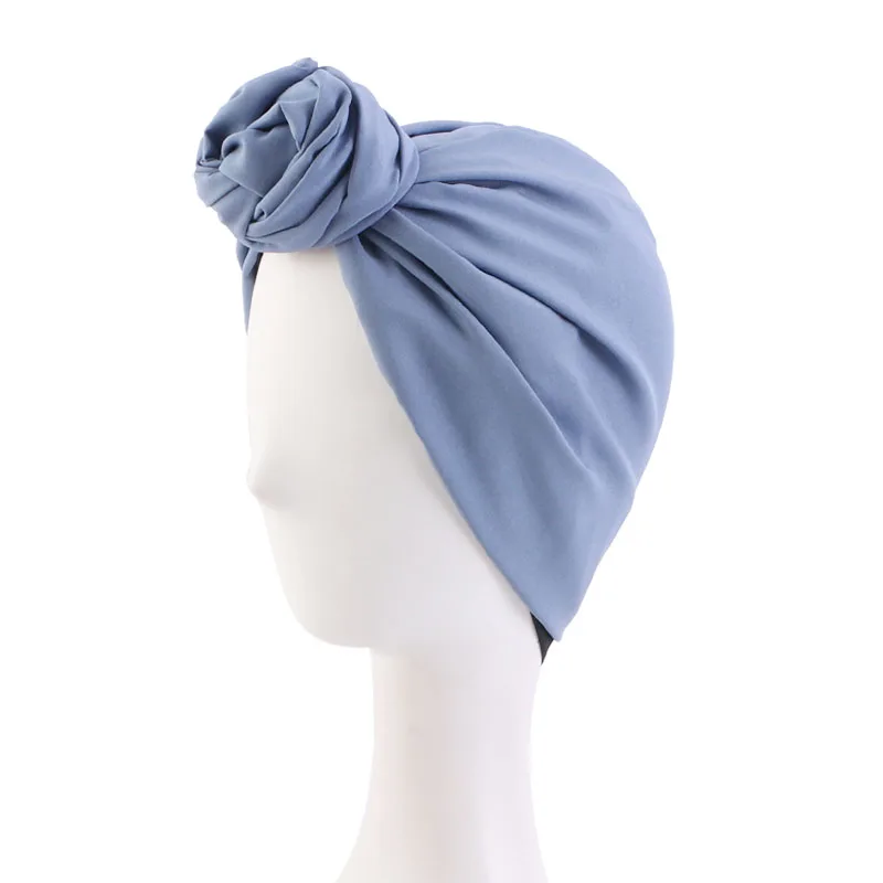 New Elegant Retro Turban for Ladies Cotton Headband Women Muslim Headscarf Beanie Cap Hair Cover Cap African Head Wraps Bonnet