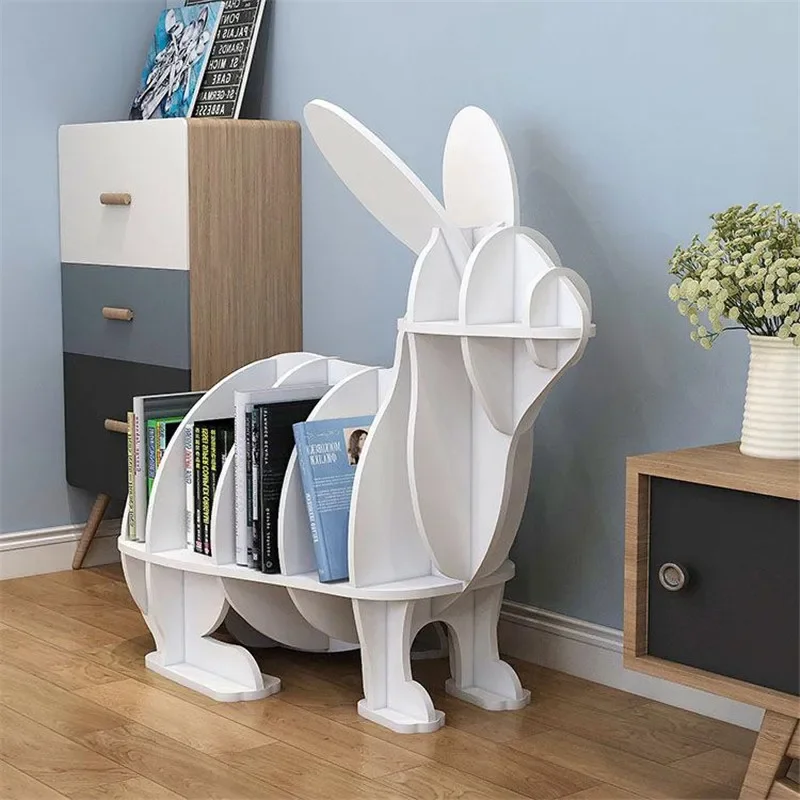 

[HHT] Creative Kindergarten Children's Bookshelf Rabbit Sculpture Bunny Floor Decoration Shelves Home Accessories Crafts Shelf