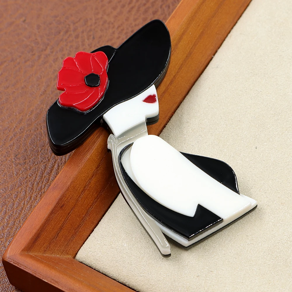 CINDY XIANG Handmade Acrylic Beautiful Wear Big Hat Lady Brooch Fashion Winter Accessories