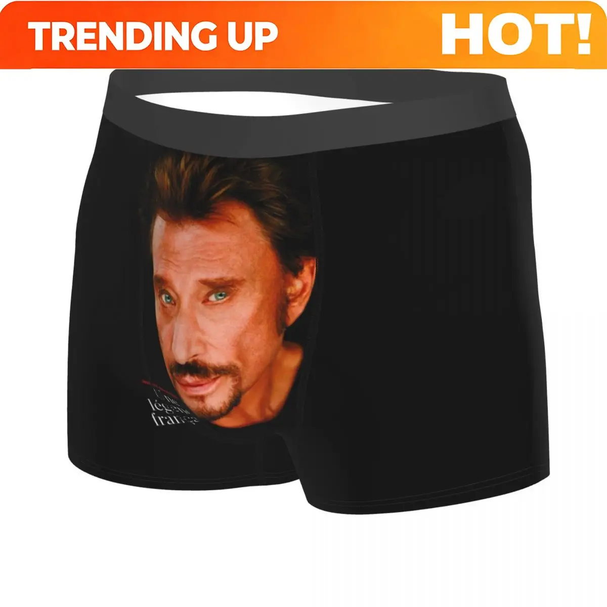 Custom Male Cool Cool Johnny Hallyday French Singer Underwear Rock Music Boxer Briefs Breathable Shorts Panties Underpants