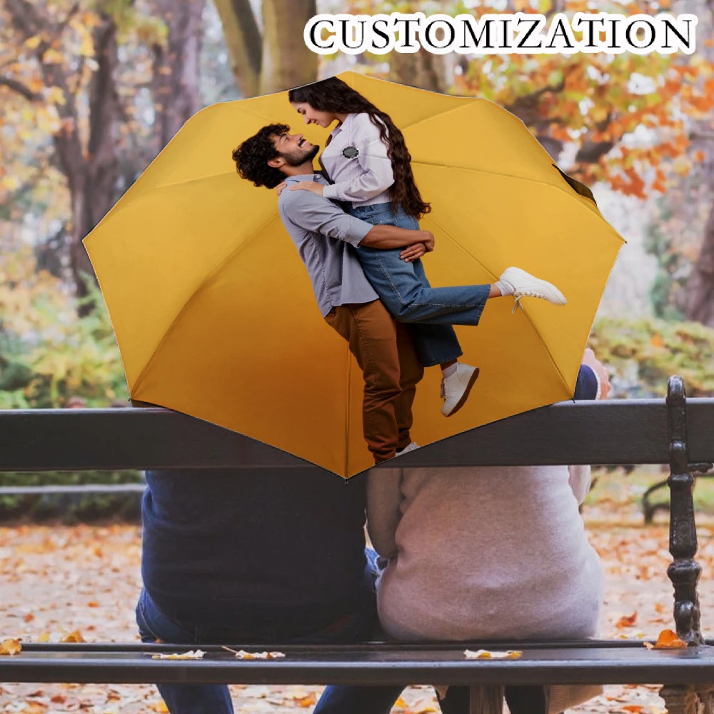Custom Print Folding Umbrella, Personalized Pattern Photo Customized Compact Travel Umbrella, Windproof Water Repellent UPF50+