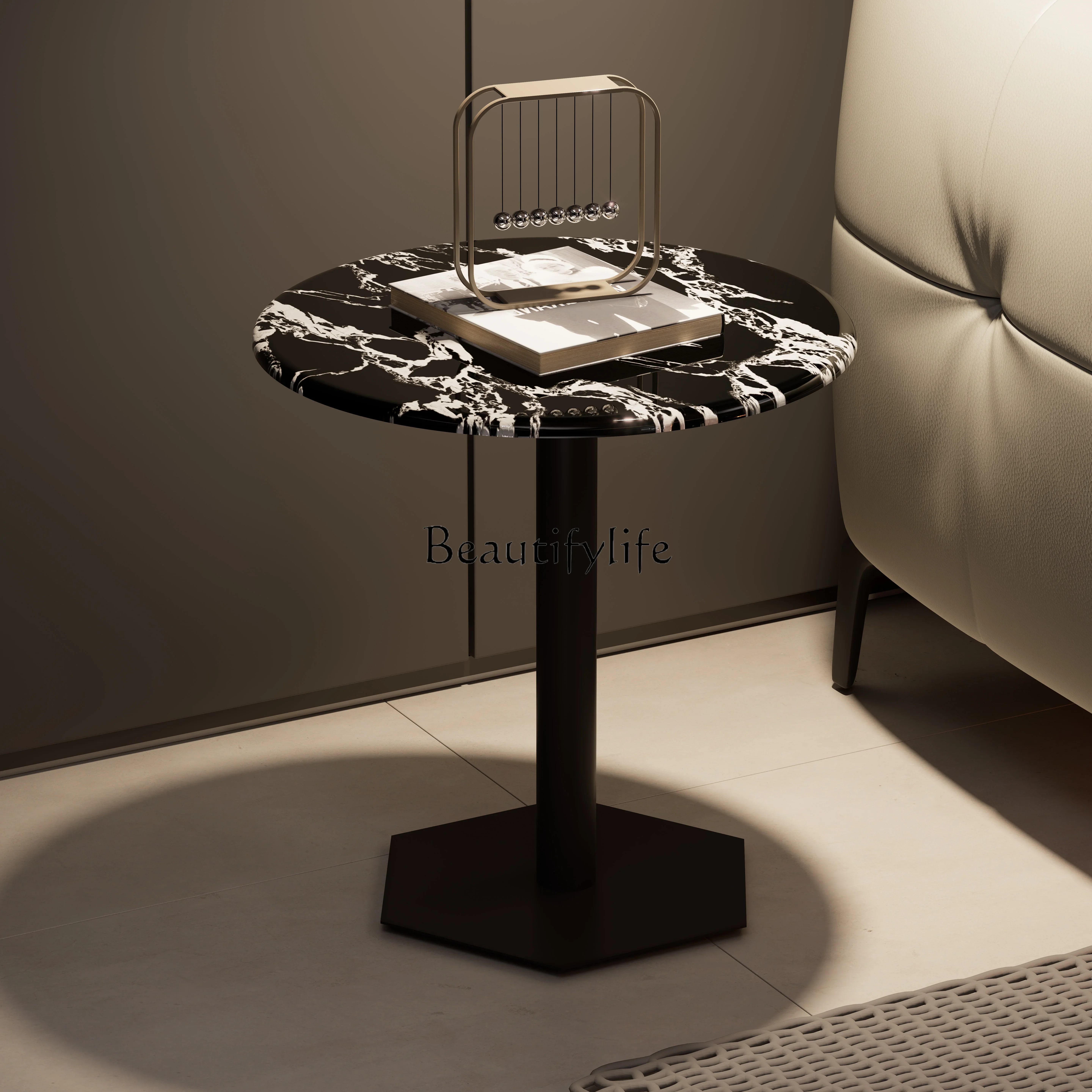 

yj19 Light Luxury Minimalist Microcrystalline Stone Italian Corner Table Sofa Small Coffee Table