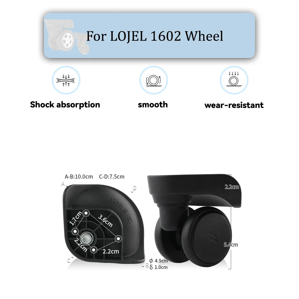 

For LOJEL 1602 Universal Wheel Black Replacement Suitcase Silent Smooth Shock Durable Absorbing Rotating Accessories Wheels