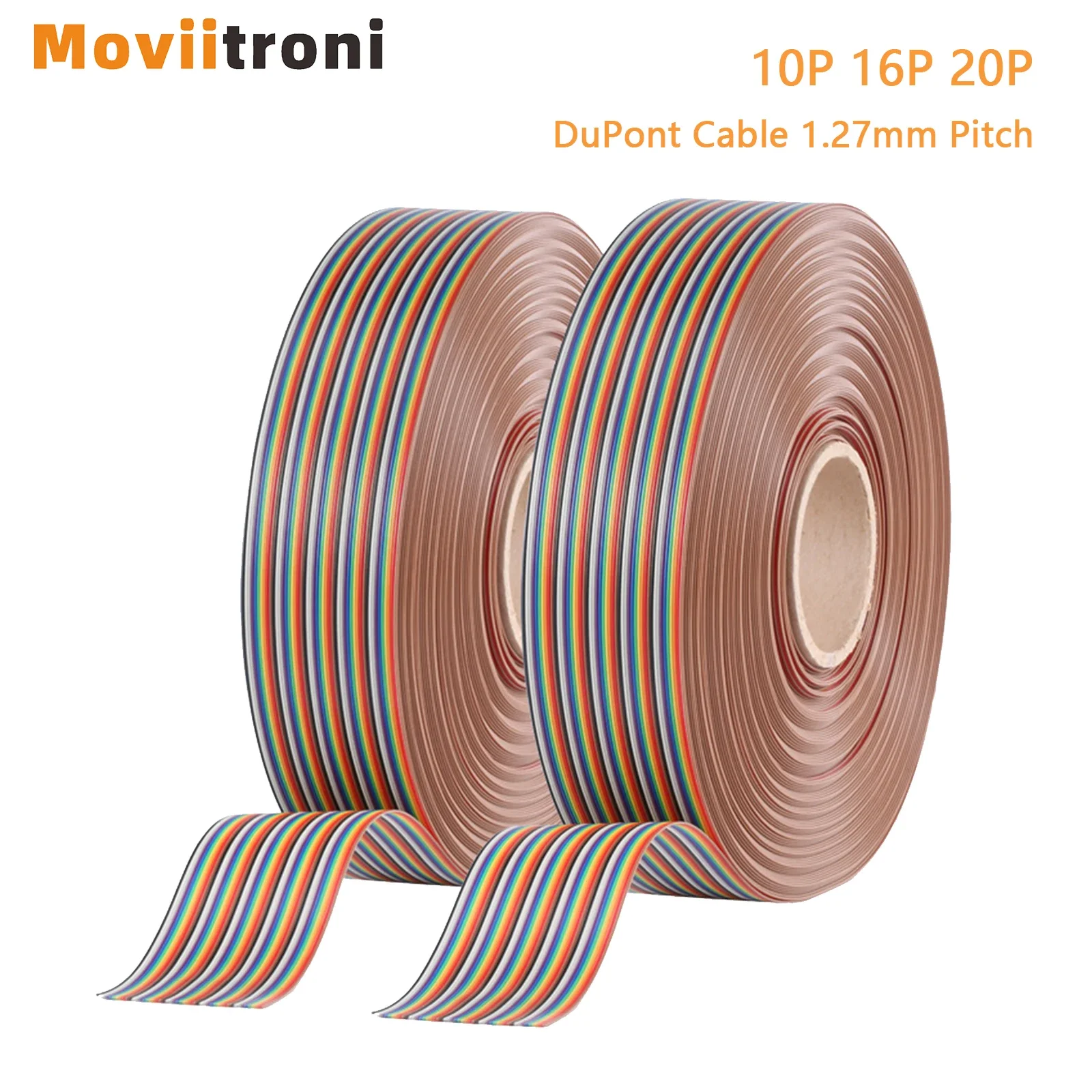 Cavo DuPont 1M 10P/16P/20P 1.27mm PASSO 28AWG Cavo a nastro piatto con nucleo in rame puro Arcobaleno Cavo DuPont per connettore FC Dupont