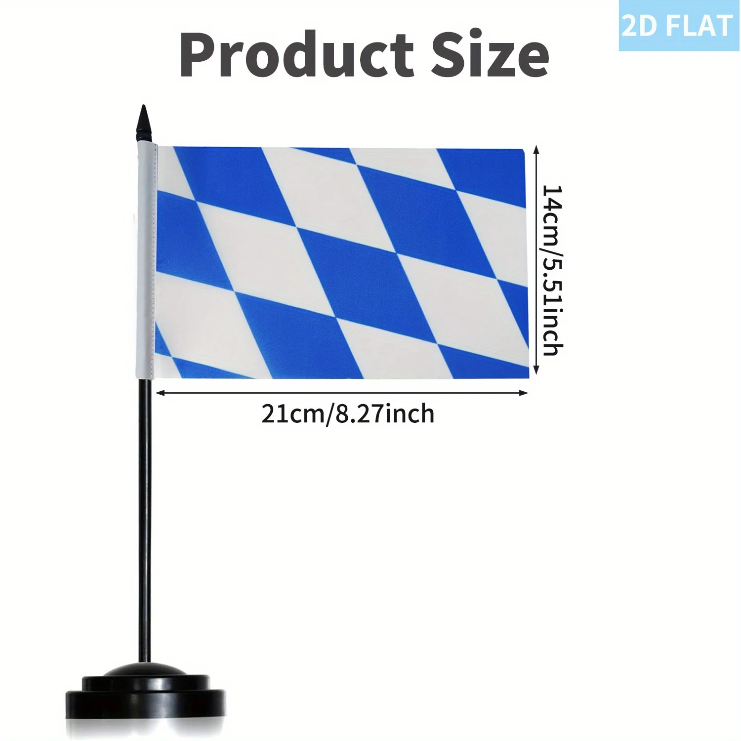1 set/5sets 2D FLAT Bavaria Table Flag - Germany - German region of Bavaria Desk Flag 21x14 cm - Black plastic stand
