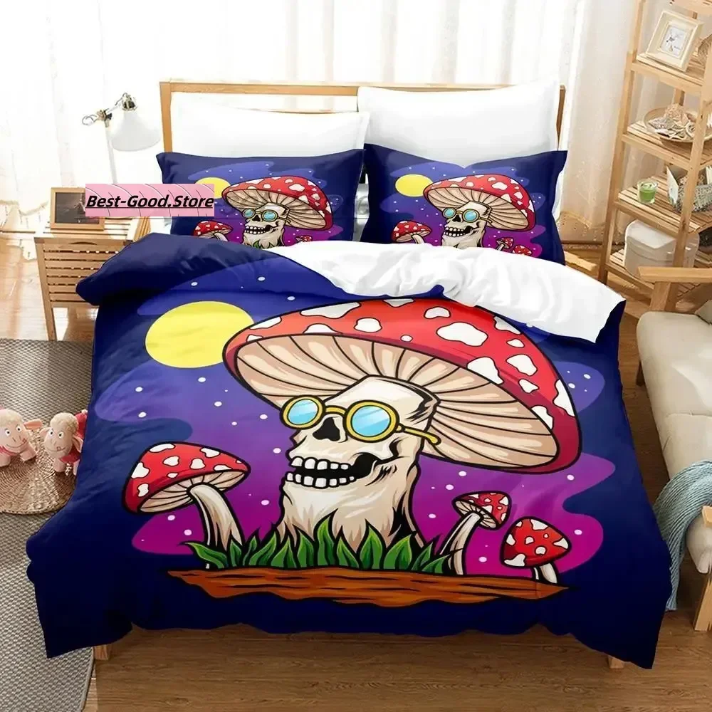 

2014 Mushroom Bedding Set Single Twin Full Queen King Size Bed Set Teenager Bedroom Duvetcover Sets 3D Print Anime bed sheet set
