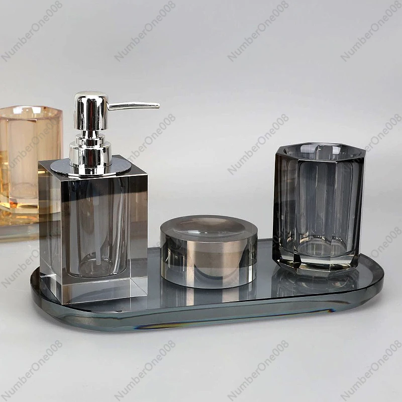 Modern Light Luxury Crystal Bathroom Wash Set, Soap Box, Mouthwash Cup, Hand Sanitizer, Sub-bottling, Jar, Bathroom Ornament.