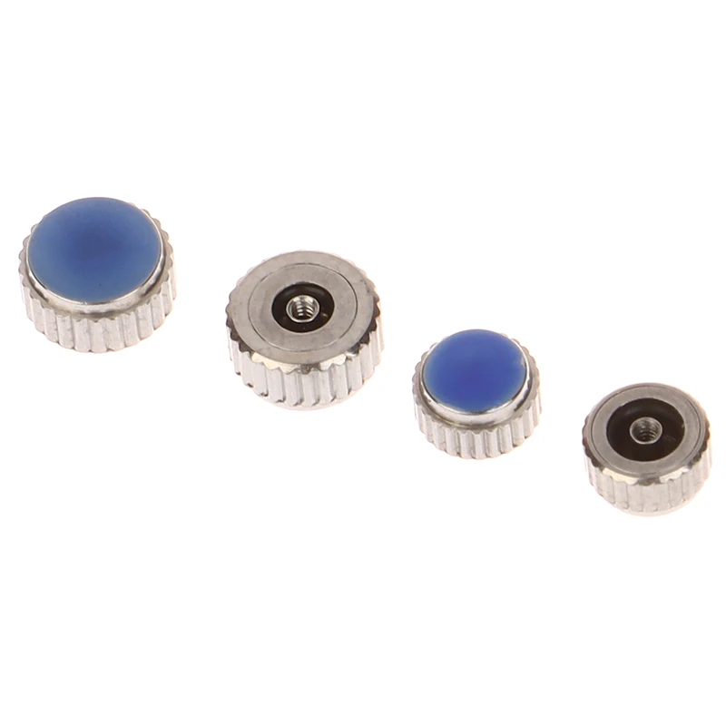 2-Pack Silver-Tone Steel 4.5mm-7mm Flat Tube Watch Crown for Timepiece Repairs L4429