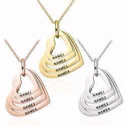 Collier Personnalisé avec Nom Gravé en Acier Inoxydable, Bijoux avec Pendentif en Forme de Cœur, Cadeau de Famille pour Amoureux, 2023