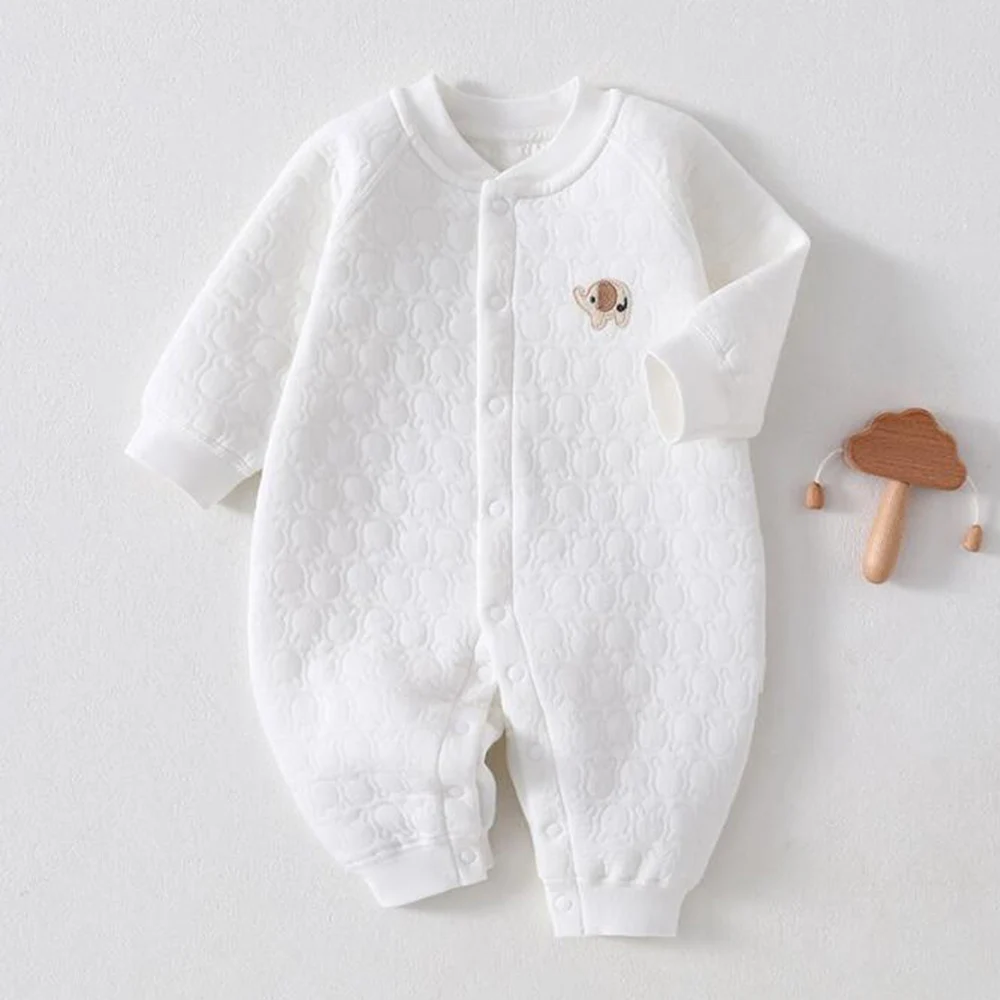 Baby Boutique Clothing Boy Long Sleeve Romper Quilted Warm Autumn Winter Baby Girl Jumpsuit Unisex Newborn Infant Clothes