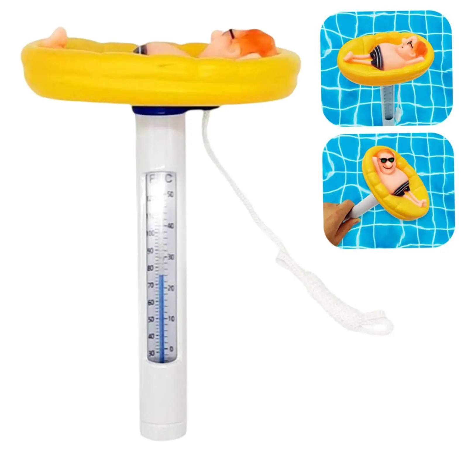 

Pool Thermometer Yellow High Precision with Lanyard Funny Sturdy Water