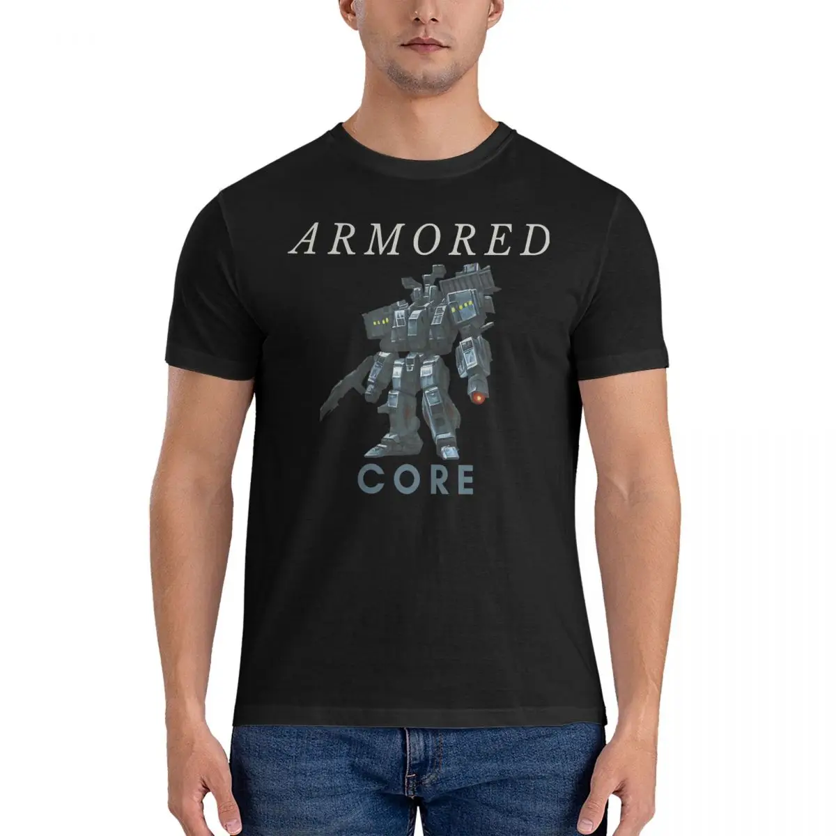 Men GRAPHICS T Shirts Armored Core Pure Cotton Tops Vintage Short Sleeve Round Collar Tees 4XL 5XL T-Shirts