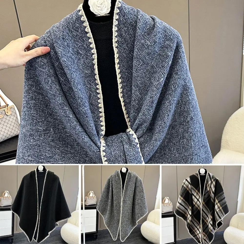 بلون مثلث المعطف كيب منقوشة الرقبة أدفأ سترة التفاف شال الباشمينا الشالات بطانية ربيع الخريف الرؤوس في الهواء الطلق