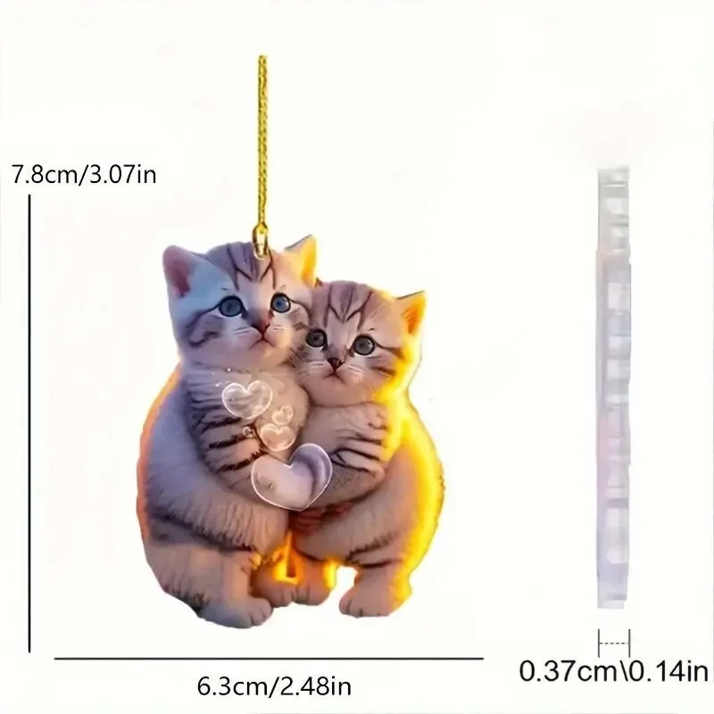 1/2/5/10 pieces car interior pendant, acrylic couple cat 2D pendant, backpack keychain, car decoration pendant gift