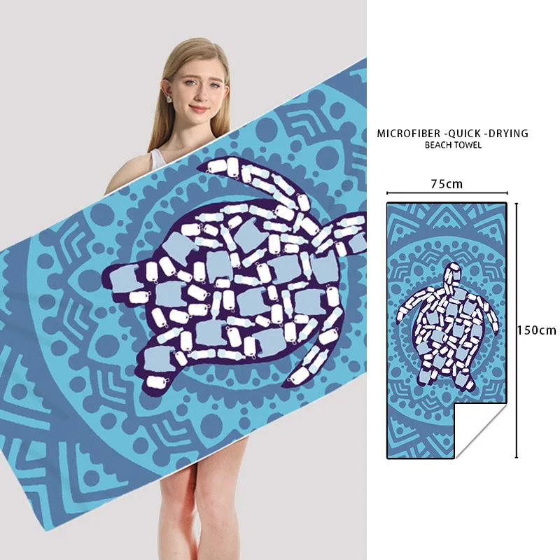 Microfiber  Quick-drying Bouble-sided Velvet Sand Beach Towel Bath Towel Digital Sublimation Spent Swimming Bath Towel Square