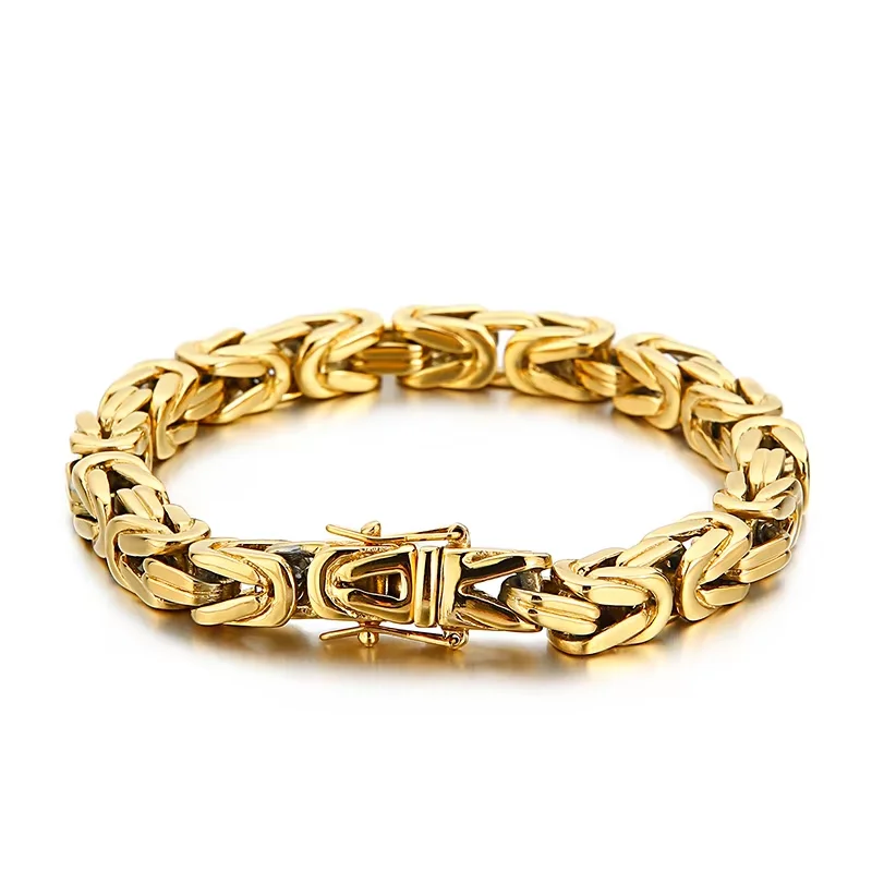 Fongten Byzantine Charm Men Bracelet Stainless Steel Chain Bracelets Bangles Male Hip Hop Gold Silver Color Jewelry