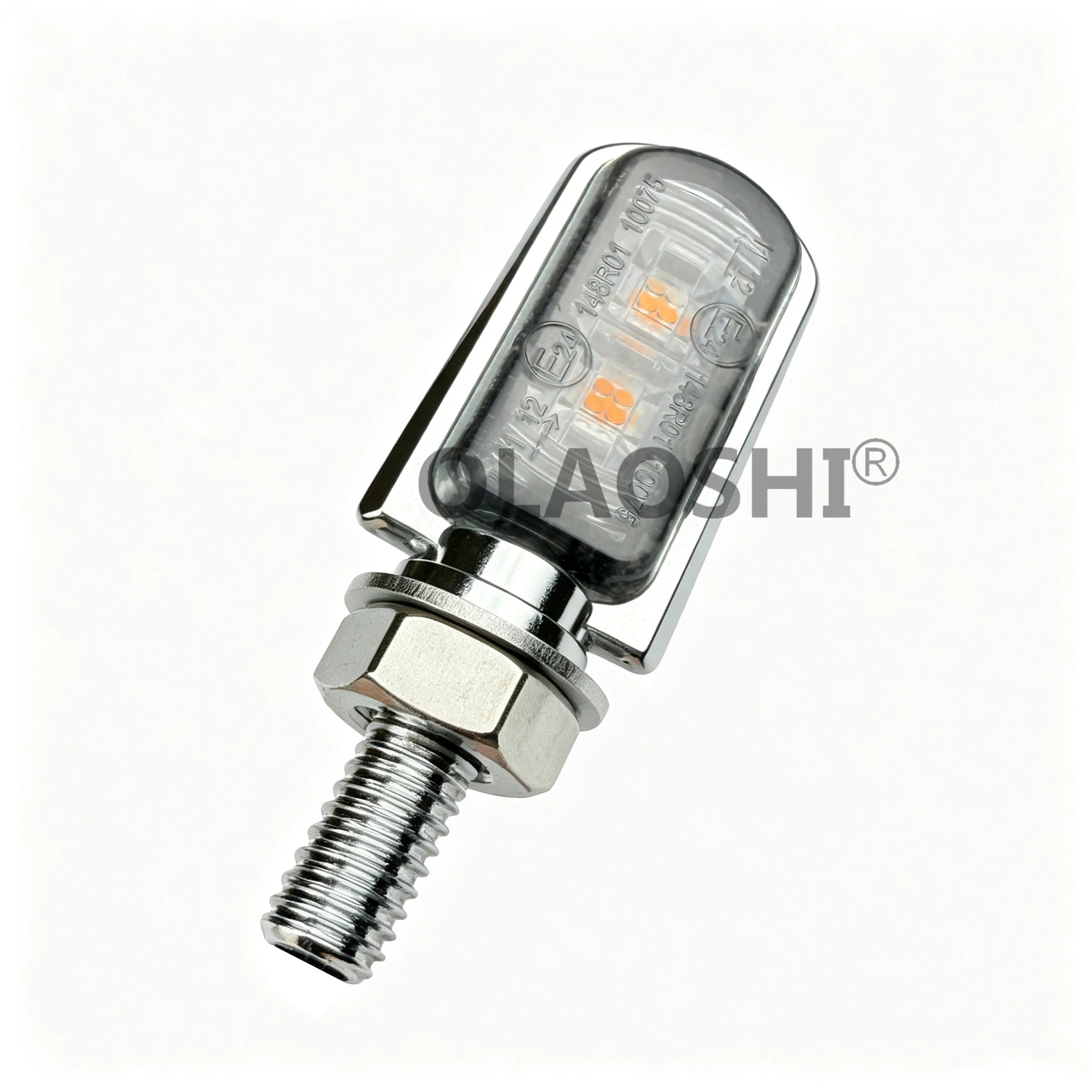 Black/Chrome Metal ECE E-mark Motorcycle LED Mini Turn Signal Light Front Rear Indicators Micro Blinker Winker Amber Lamp