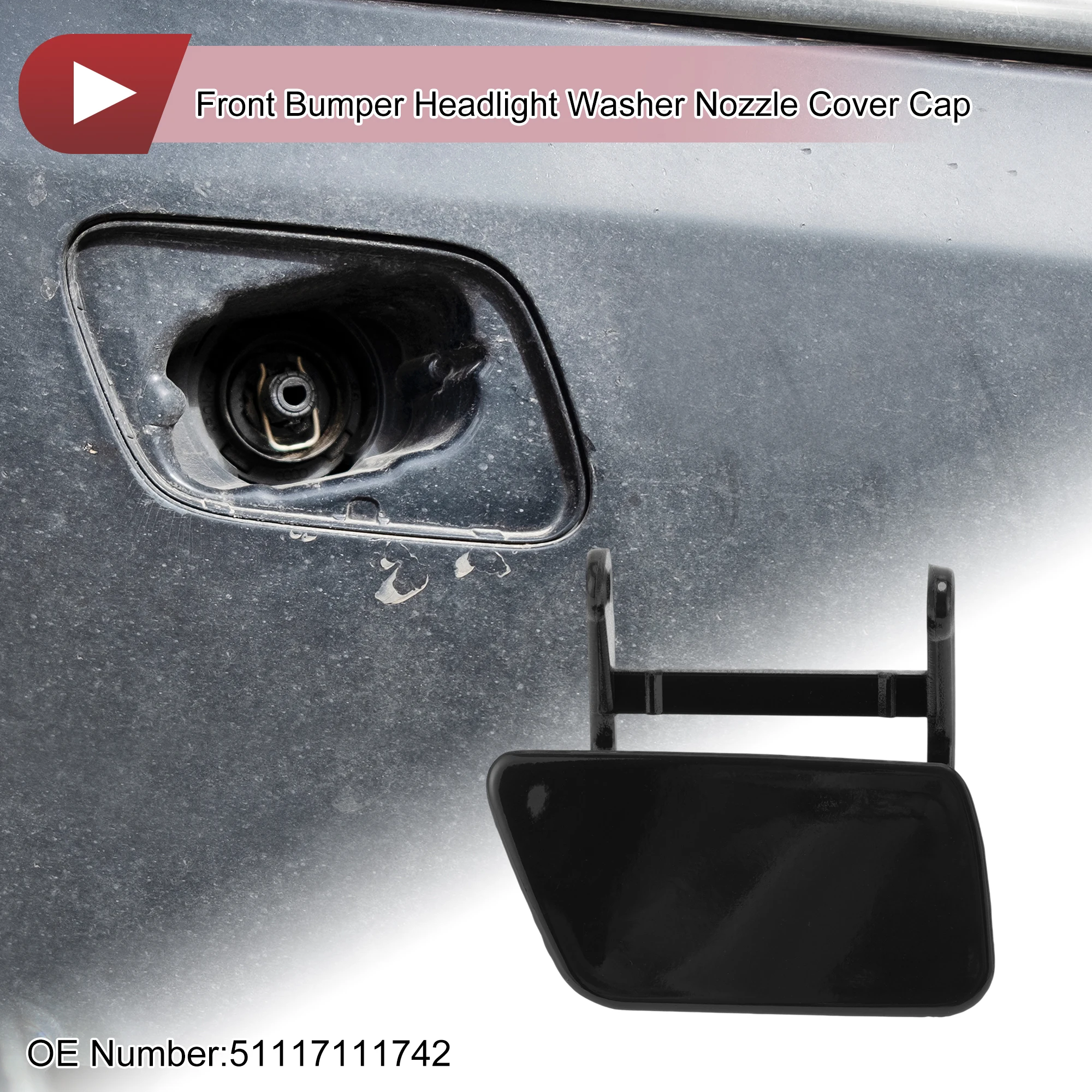 

UXCELL Крышка сопла омывателя фар бампера No 51117111742 для BMW 525i 04-05 Черный