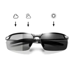 Men Photochromic Polarized Sunglasses Day and Night Vision Protective Goggles Sun Glasses for Driving Fishing Traveling Shopping