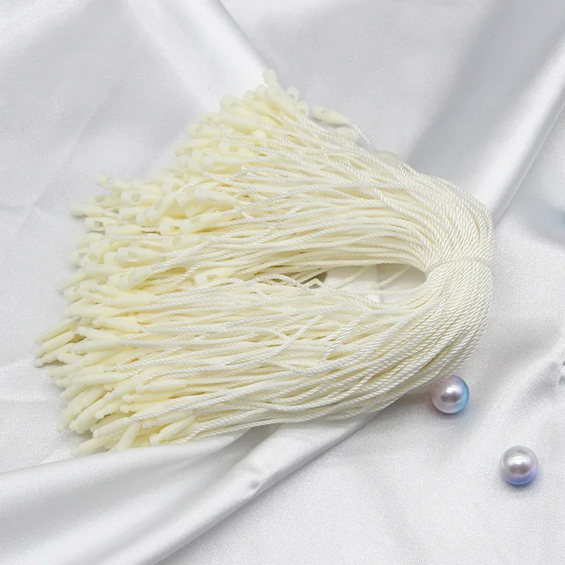 100PC /lot Plastic Tag 12cm Hang Tag Polyester Rope String Snap Lock Pin Loop Tie Fasteners for Garment Bag Tags Cards