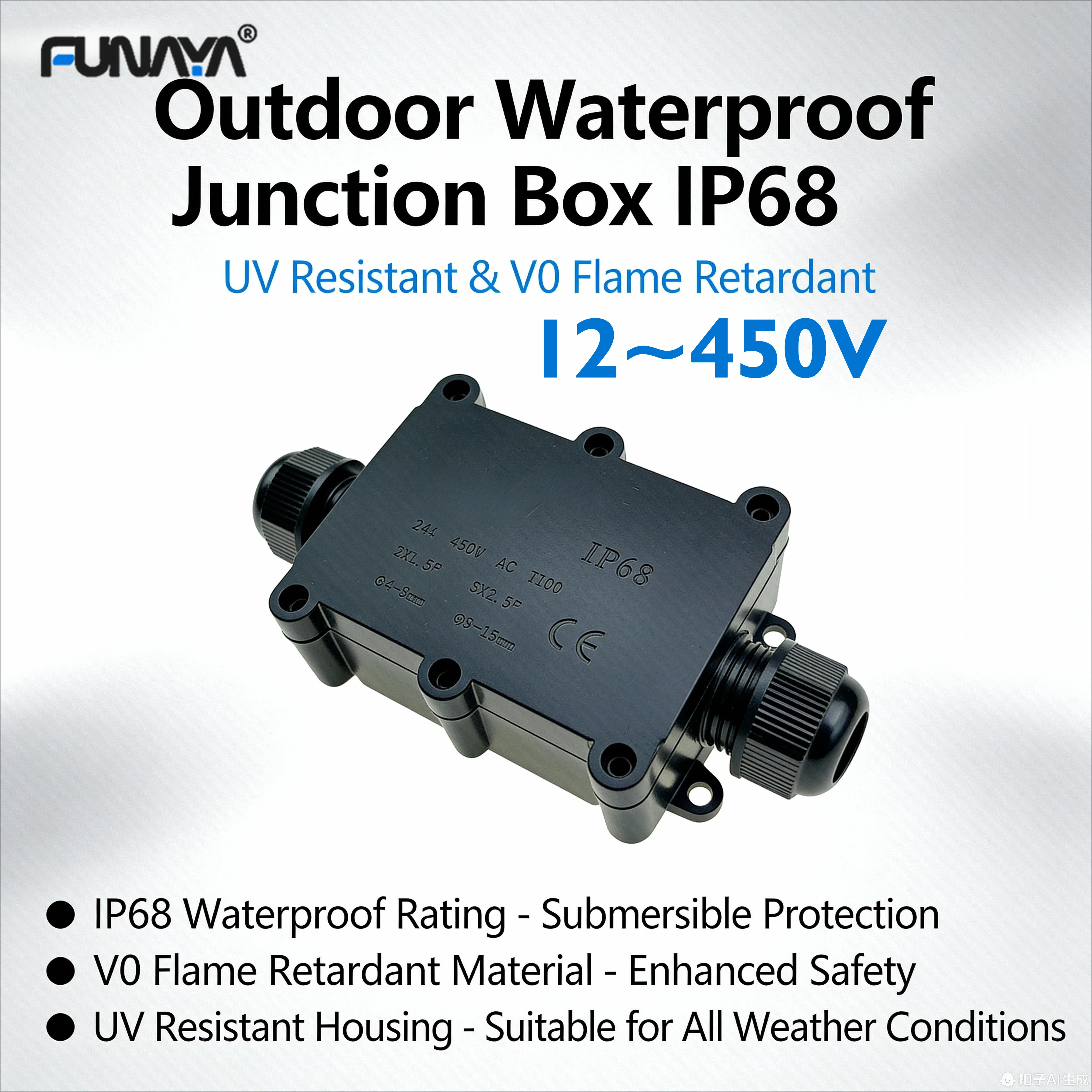 

IP68 450V 24A Waterproof Junction Box Electrical 2/3/4/5/6P Enclosure Connecting Line Protection for Wiring Acces 12 24 110 250V
