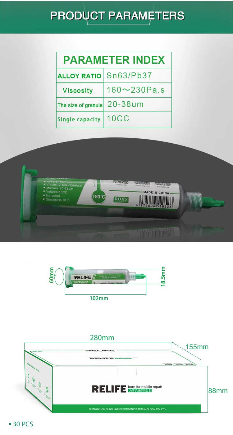 RELIFE RL-403 10CC Hochwertige Lötpaste Flussmittel No-Clean Original Lötpaste Lötzinn für Lötkolben Reparaturwerkzeuge – Detail 4